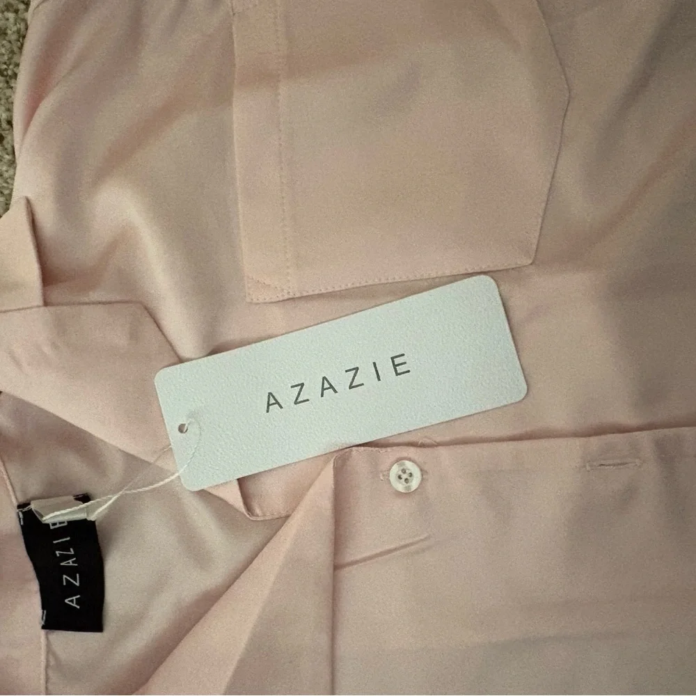 Azazie Matching blush pink Ruffled Short Sleeve Pajama Set - Picture 8 of 8